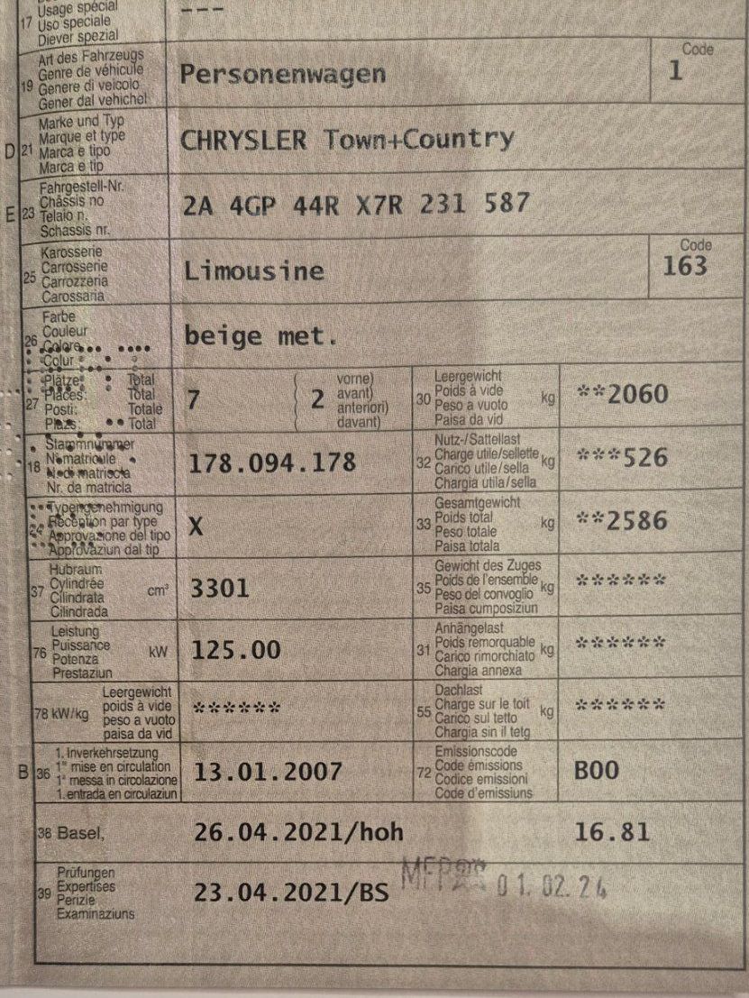 Chrysler Automobili: Chrysler Town+Country – Usato da Otelfingen venduto da hof74 9