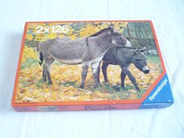 Rar 70er Ravensburger Puzzle - 2x 126 Esel + Pferd 6235899