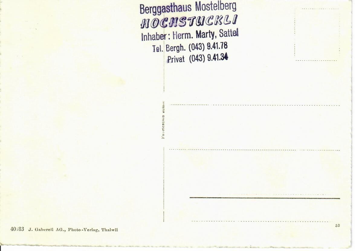 Cartoline postali: Sattel - Aegeri gegen Mostelberg – Usato da Hochdorf venduto da Ziegel-16 1