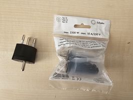 2x Schuko Stecker Typ 12, Neu, Adapter für Schweizer Steckdo