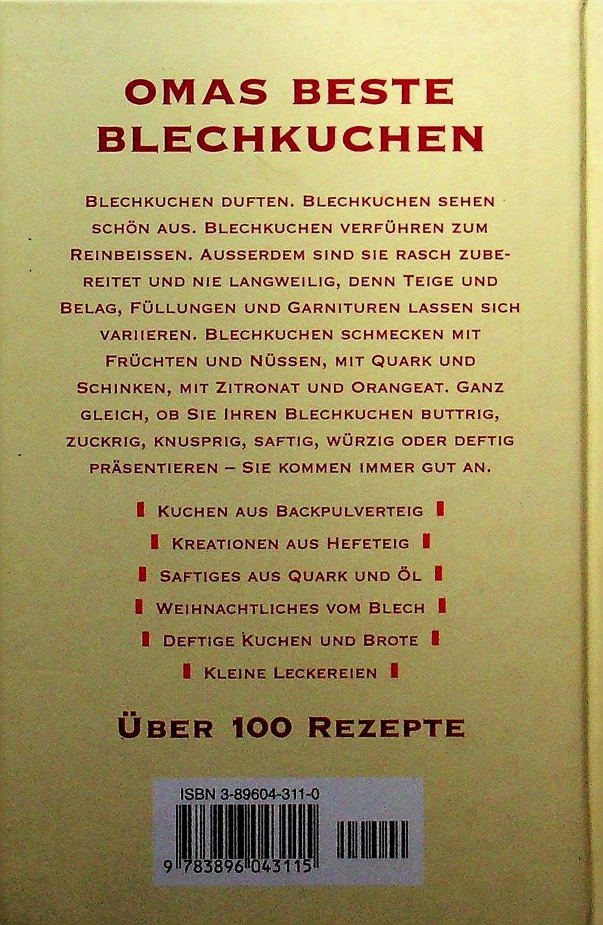 Bücher: Omas beste Blechkuchen Weltbild 2000 – Gebraucht aus Reitnau von Zaomir 1