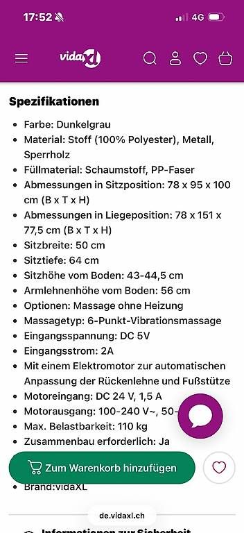 Fauteuils: Elektrischer Fernsehsessel mit Massagefunktion – D'occasion à Obbürgen par bugi6868 2
