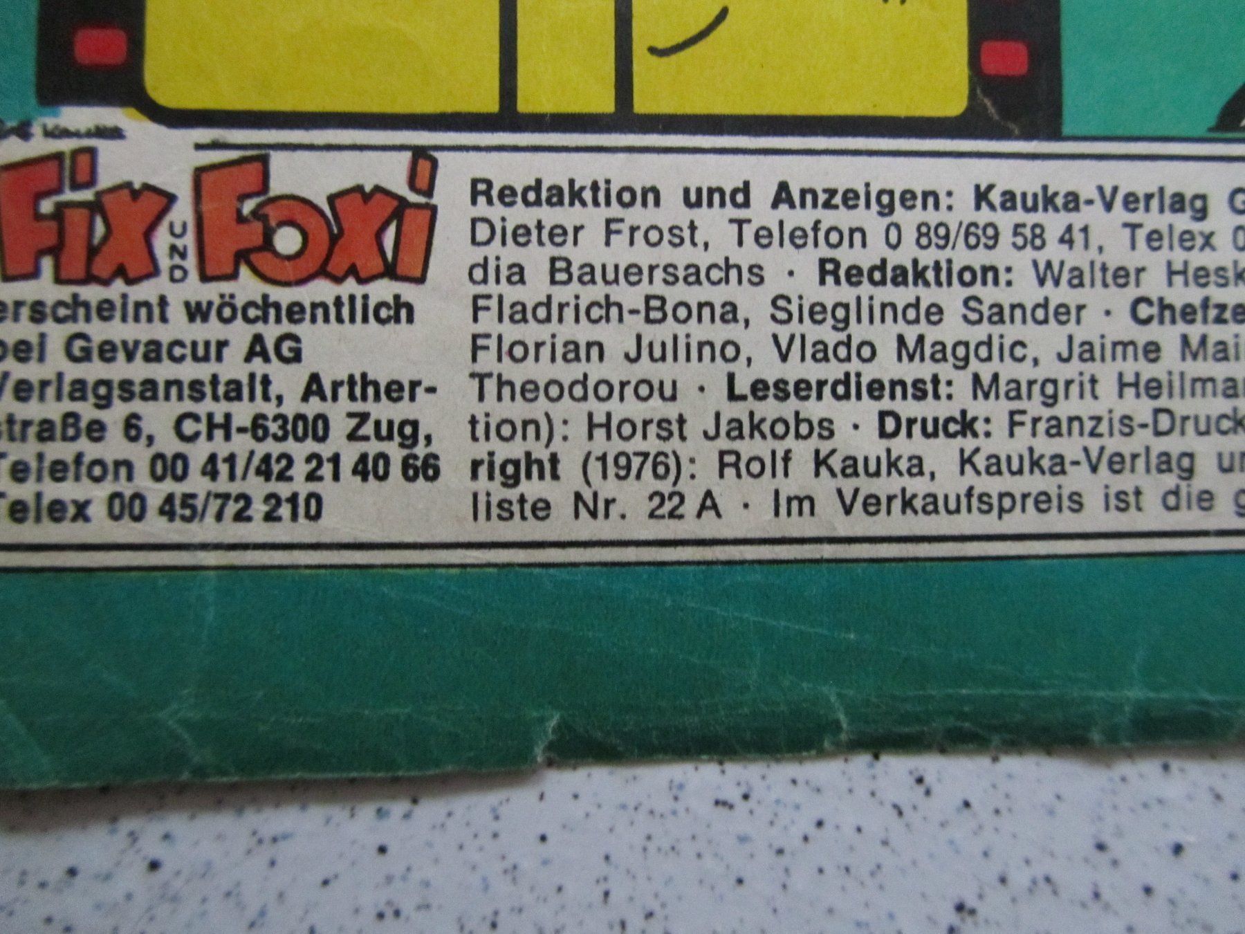 Fumetti: Fix und Foxi, Bd 37 von 1976 – Usato da Weiningen ZH venduto da dietsch57 1