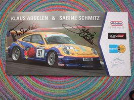 SABINE SCHMITZ/KLAUS ABBELEN PORSCHE MOTORSPORT AUTOGRAMM