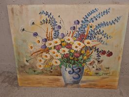 Blumenstillleben, Ölgemälde, Handgemalt, Vintage, Top!