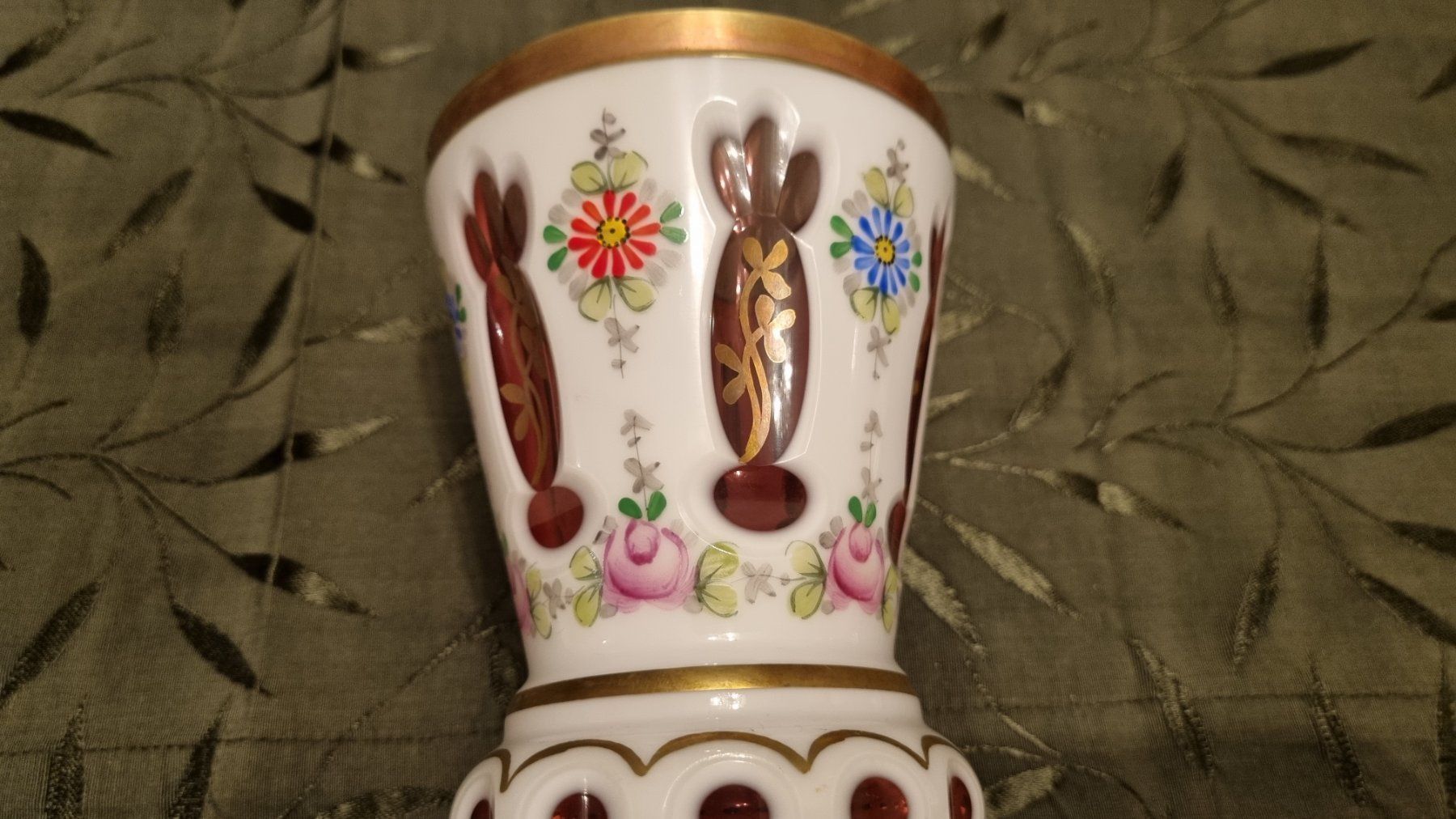 Vasen & Gefässe: EDLE POKALGLASVASE MIT BLUMENMALEREI – Gebraucht aus Locarno von ICARO8 3