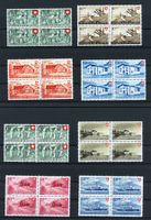 Lot mit 3 Pro Patria Viererblock-Serien ab 1946, postfrisch