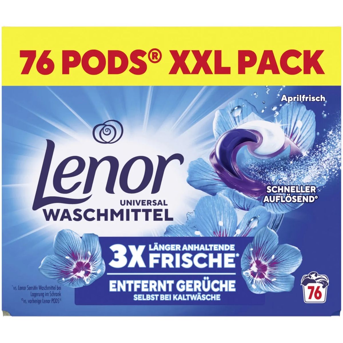 Prodotti di pulizia: Lessive Lenor Aprilfrisch 2x38 pods – Nuovo e nell'imballaggio originale da Montreux venduto da Ausoni 1