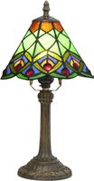 Kleine Buntglas Tischlampe Grüner Pfau Schwanz Schlafzimmer