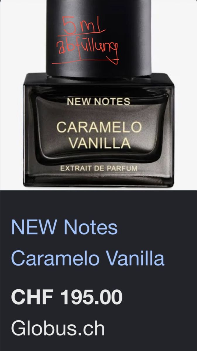 Profumi & Eau de Toilette: NEW Notes Caramelo Vanilla Extrait de Parfum 5ml Abfüllung – Nuovo (secondo la descrizione) da bern venduto da First_secondhand