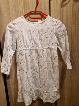 Süsses Mädchenkleid weiss gepunktet Gr. 122