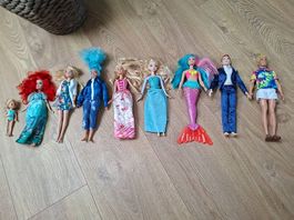 Grosses Barbie Puppen Set (9er-Set inkl. Ken, Meerjungfrau)