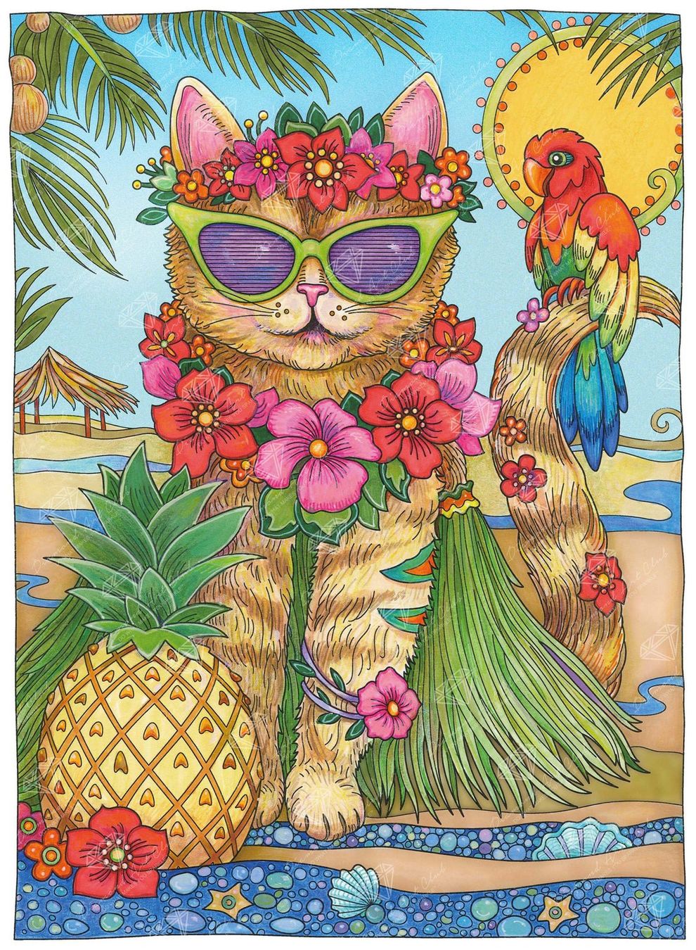 Bastelsets: DIY Diamond Art Kit, Hawaiian Cat – Neu und originalverpackt aus Allenwinden von plasma66