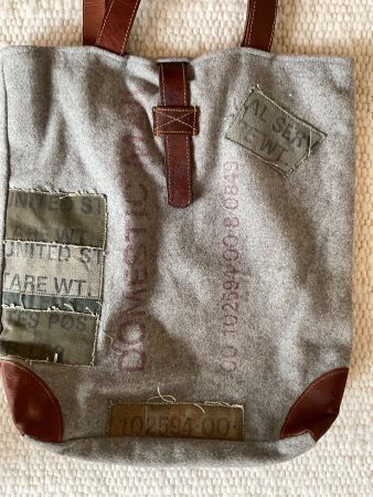 HANDTASCHE SHOPPER UNIKAT MIT LEDERRIEMEN