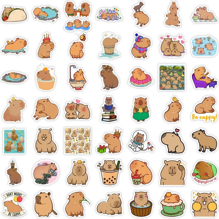 50 Stk. Sticker/Aufkleber - Niedliches Capybara-Tier (Neu und ...