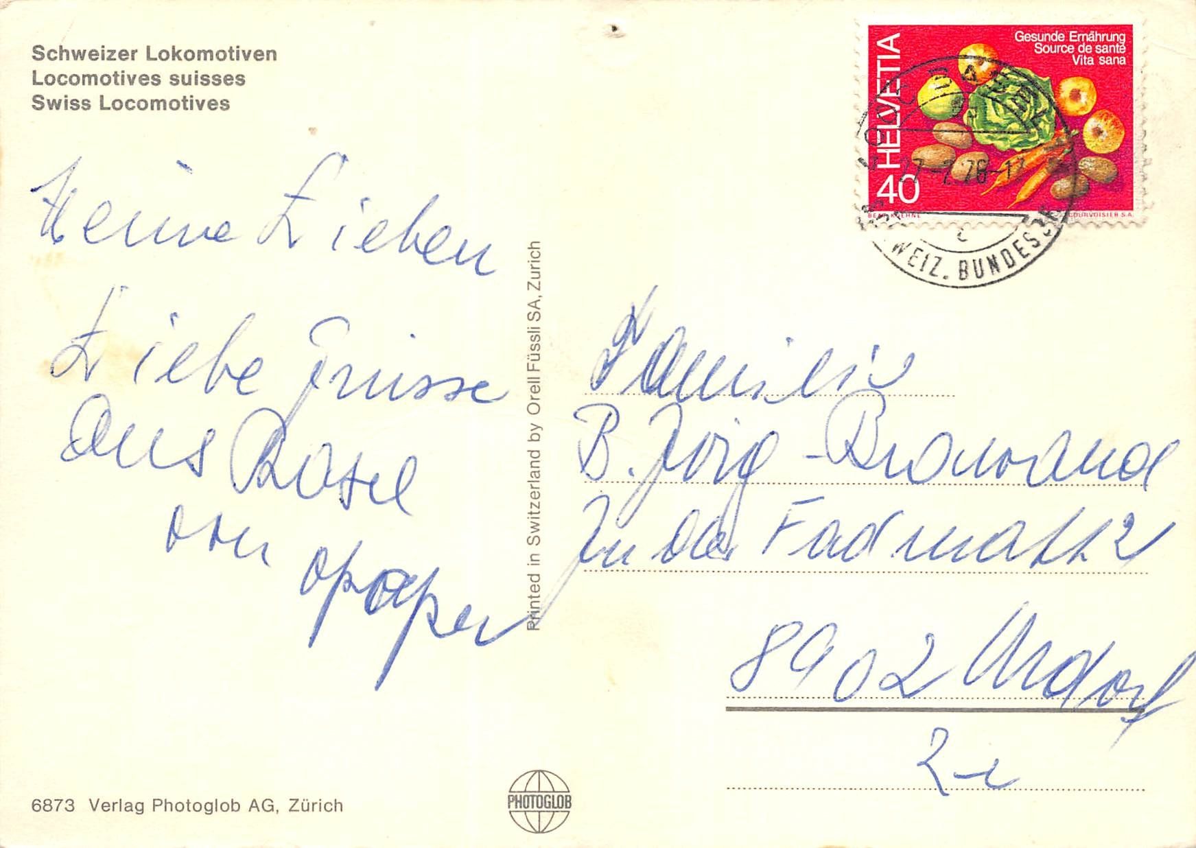 Cartoline postali: Schweizer Lokomotiven – Usato da Ottikon b.Kemptth. venduto da Neptun1974 1