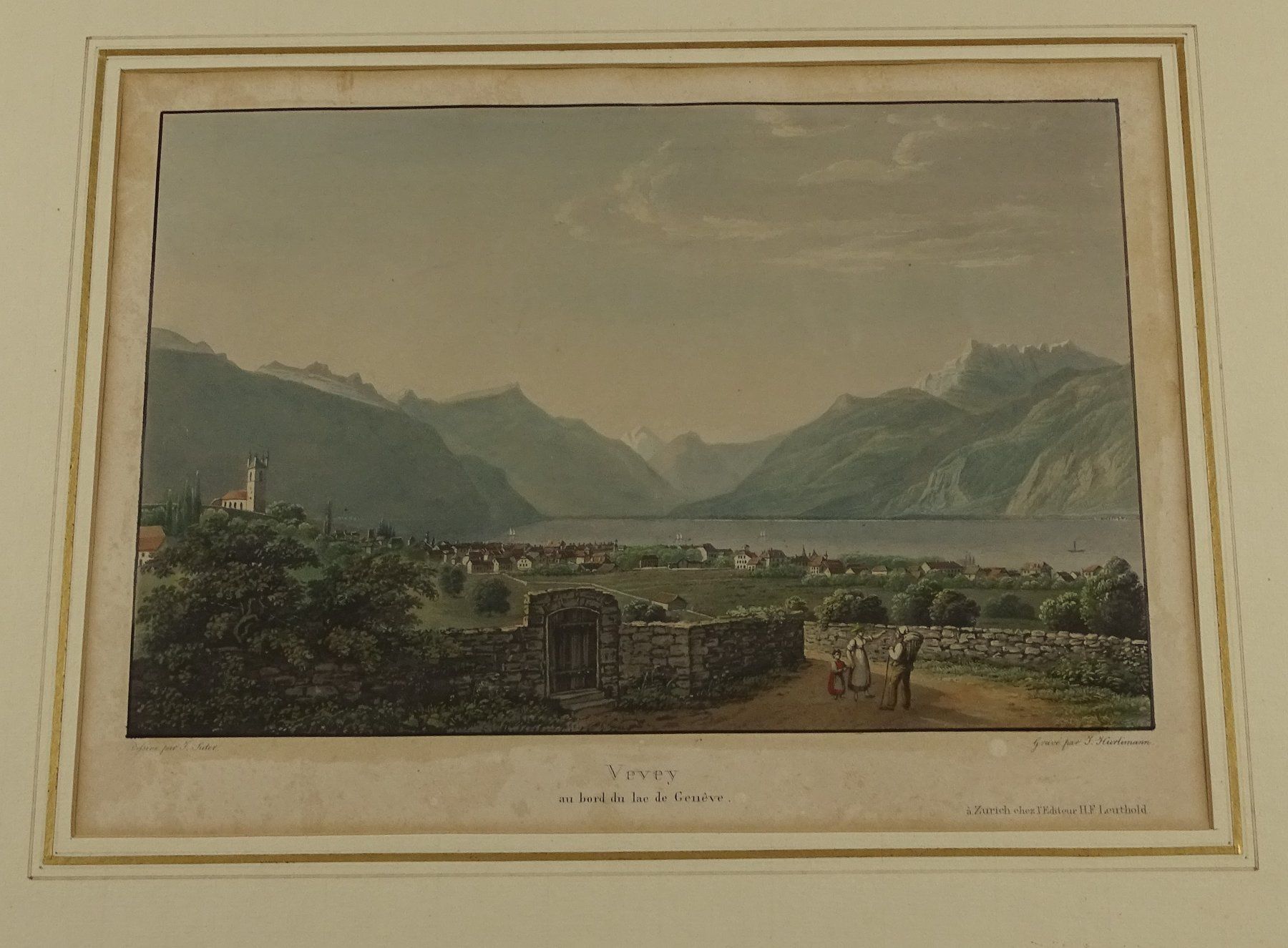 Stiche: VEVEY, ALTKOLORIERTE AQUATINTA UM 1835 – Gebraucht aus Grüningen von Kartensammler 1