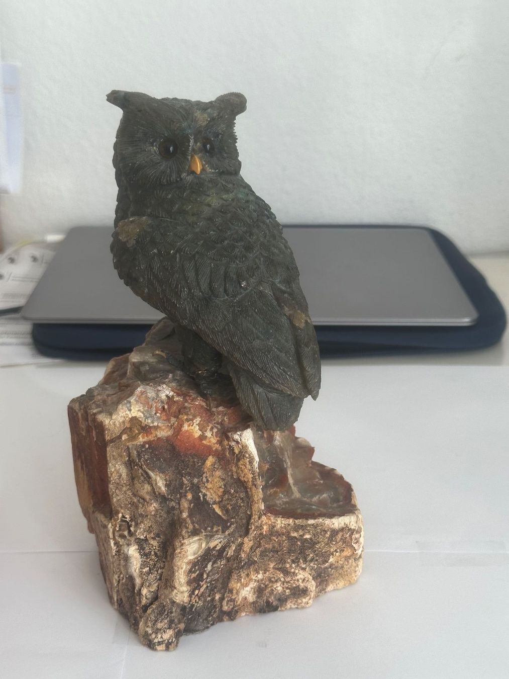 Statuette: Handgeschnitzte Labradorit Eule mit Silberkrallen – Usato da Basel venduto da ari_qn6c 6