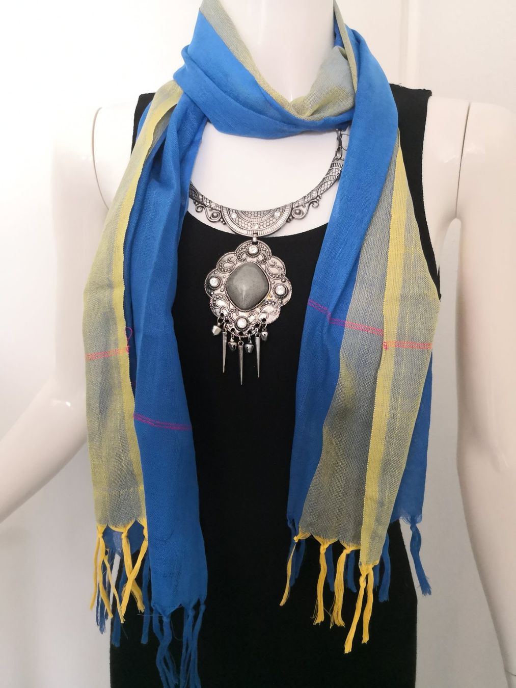 Foulard & Sciarpe: 🤩BOHO-CHIC SCHAL BLAU-GELB NEU – Nuovo (secondo la descrizione) da Olten venduto da Naja-Twins-Twins 2