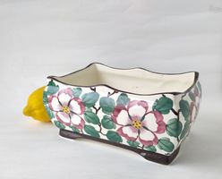 Antike ANNABURG Keramik Jardinière - handbemalt Wildrosen