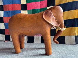 Grosser Elefant Omersa Design 60er Jahre Leder