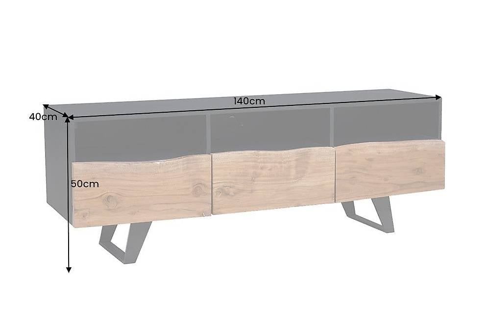 TV Möbel Baumkante Akazienholz natur 140 3