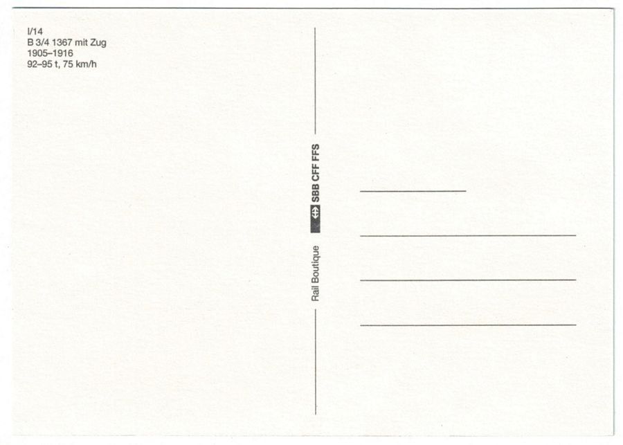 Cartoline postali: SBB B 3/4 1367 mit Zug 1905-1916 – Usato da Frauenfeld venduto da POML 1