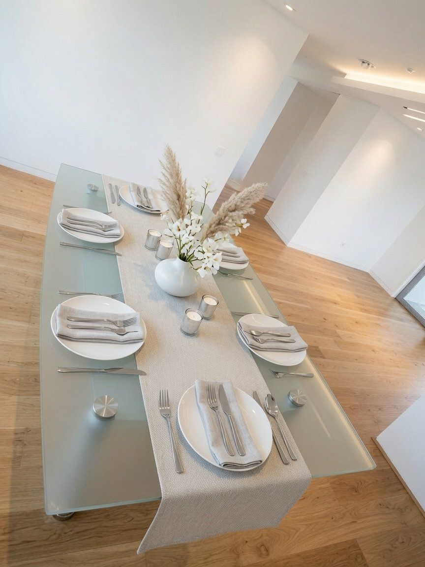 Tische: Moderner Glas Esstisch mit Metallbeinen – Gebraucht aus Zug von HandyAndy2011 1