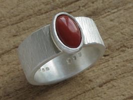 spezieller Ring Silber 999 Unikat Koralle Gr. 60 (925)