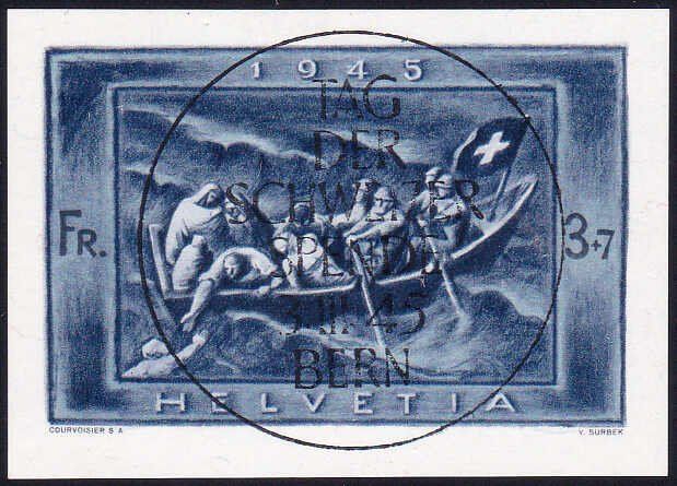 Tutti i francobolli: 3.3.45, Ausschnitt Spendeblock mit perfektem Vollstempel – Usato da Wenslingen venduto da riger11