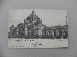 Karte Stadt Luzern Bahnhof Zug Postkutschen Kutschen 1904