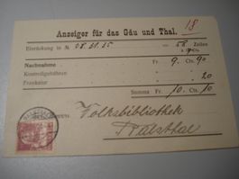 NN-Karte 1924, o Balsthal, Anzeiger für das Gäu und Thal