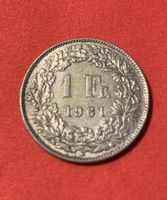 1 Schweizer 1 Franken Münze, Jahrgang 1963 Silber