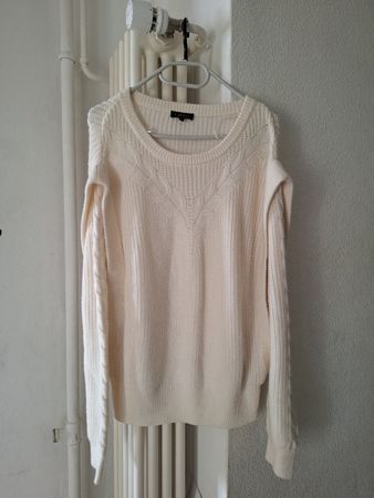 Caroll Pull femme blanc en maille torsadée taille L