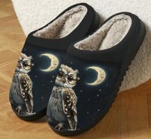 Gr. 40 Kuschelige Fleece-gefütterte Slipper mit Eulen- und M