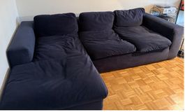 Designer Ecksofa aus Samt in dunkelblau - sehr tiefer Preis!