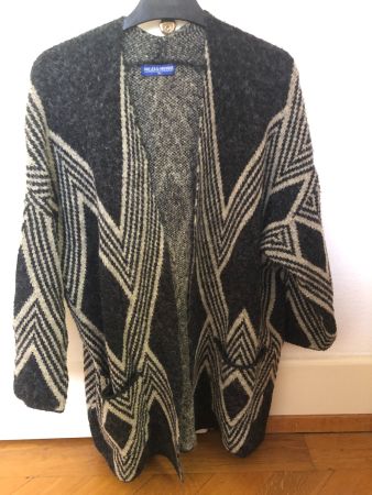 Miller & Monroe Strickjacke XL Ethno Muster Schwarz Grau