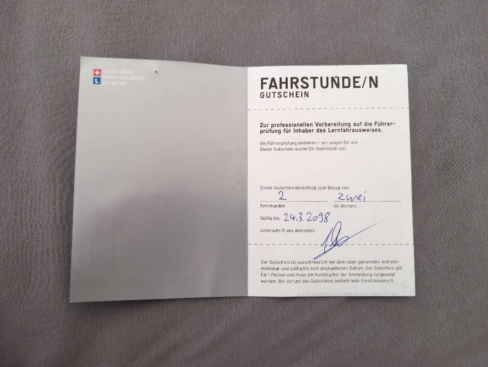 Buoni: Zwei Fahrlektionen in Bern – Nuovo e nell'imballaggio originale da Hindelbank venduto da bue_w6rb 1