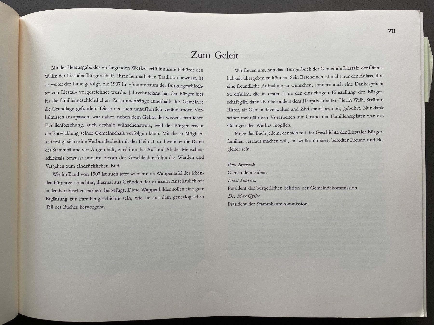 Bücher: Bürgerbuch der Gemeinde Liestal 1958 – Gebraucht aus Adligenswil von Treegarden 2