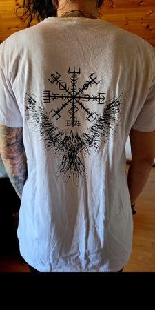 T-Shirt mit Vegvisir und Rabenprint Grösse L