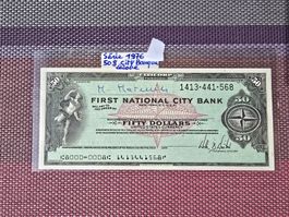 Chèque de voyage Citibank 50 USD – 1976 – First Nat Citi