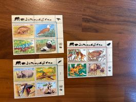 Briefmarken Sammlung gefährdete Arten Tiere WWF UNO