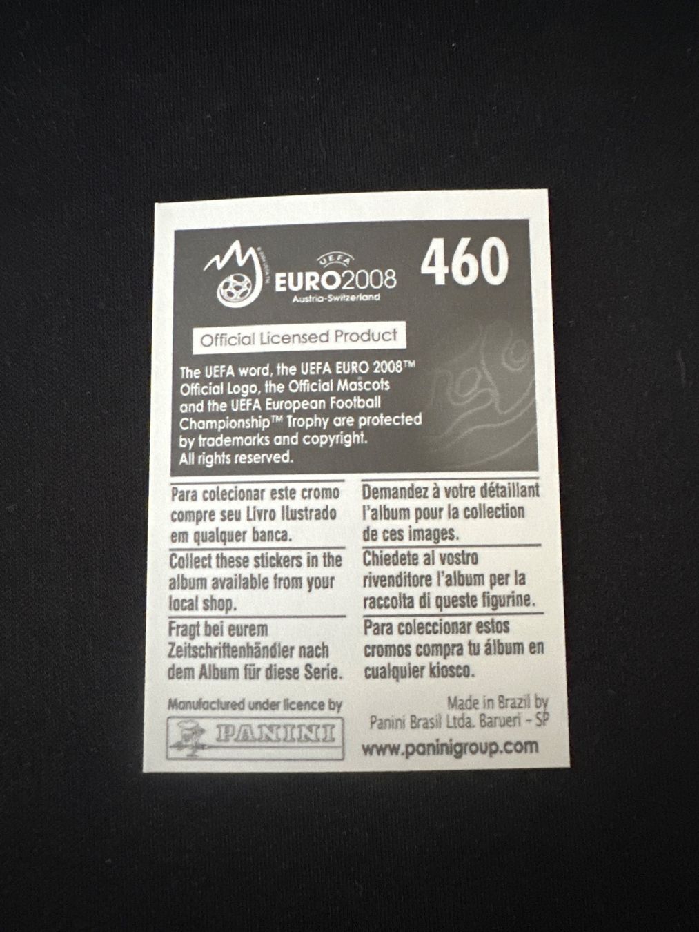 Panini Carte collezionabili: Panini UEFA EM 2008 Sticker - Nr. 460 – Usato da Sulz AG venduto da DealWerk 1