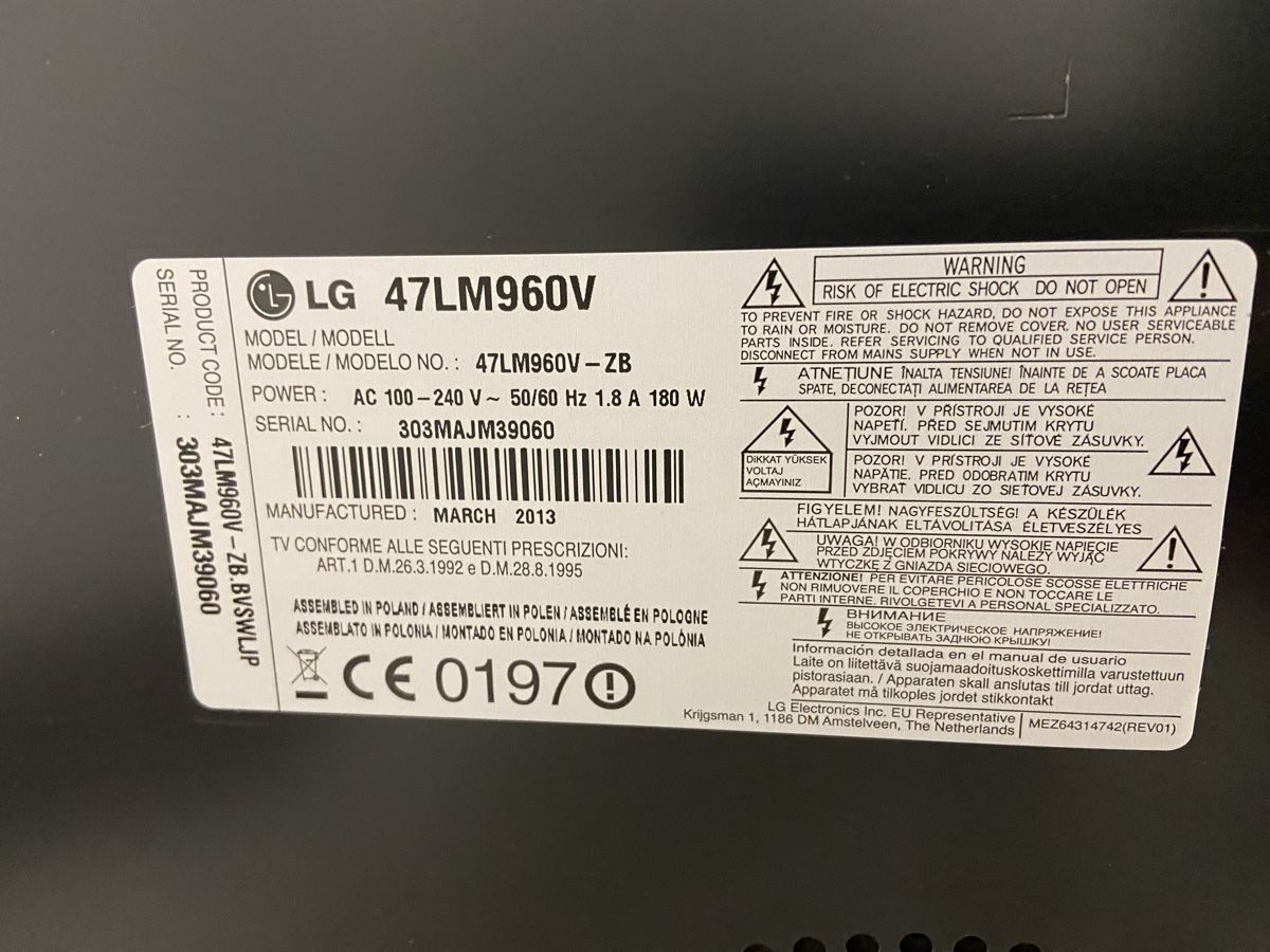 Televisori: LG 47LM960V - 47 Zoll – Usato da Dietikon venduto da brocki-eyra 4