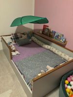 Massiv Kinderbett 210x130 Matratze Lattenrost Ausfallschutz