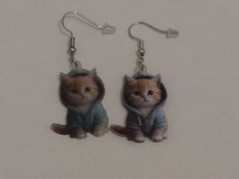 2 Ohrhänger mit süssem Katzenmotiv