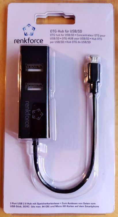 Renkforce 3 Port USB 2.0 OTG-Hub mit SD-Kartenleser (Gebraucht) in ...