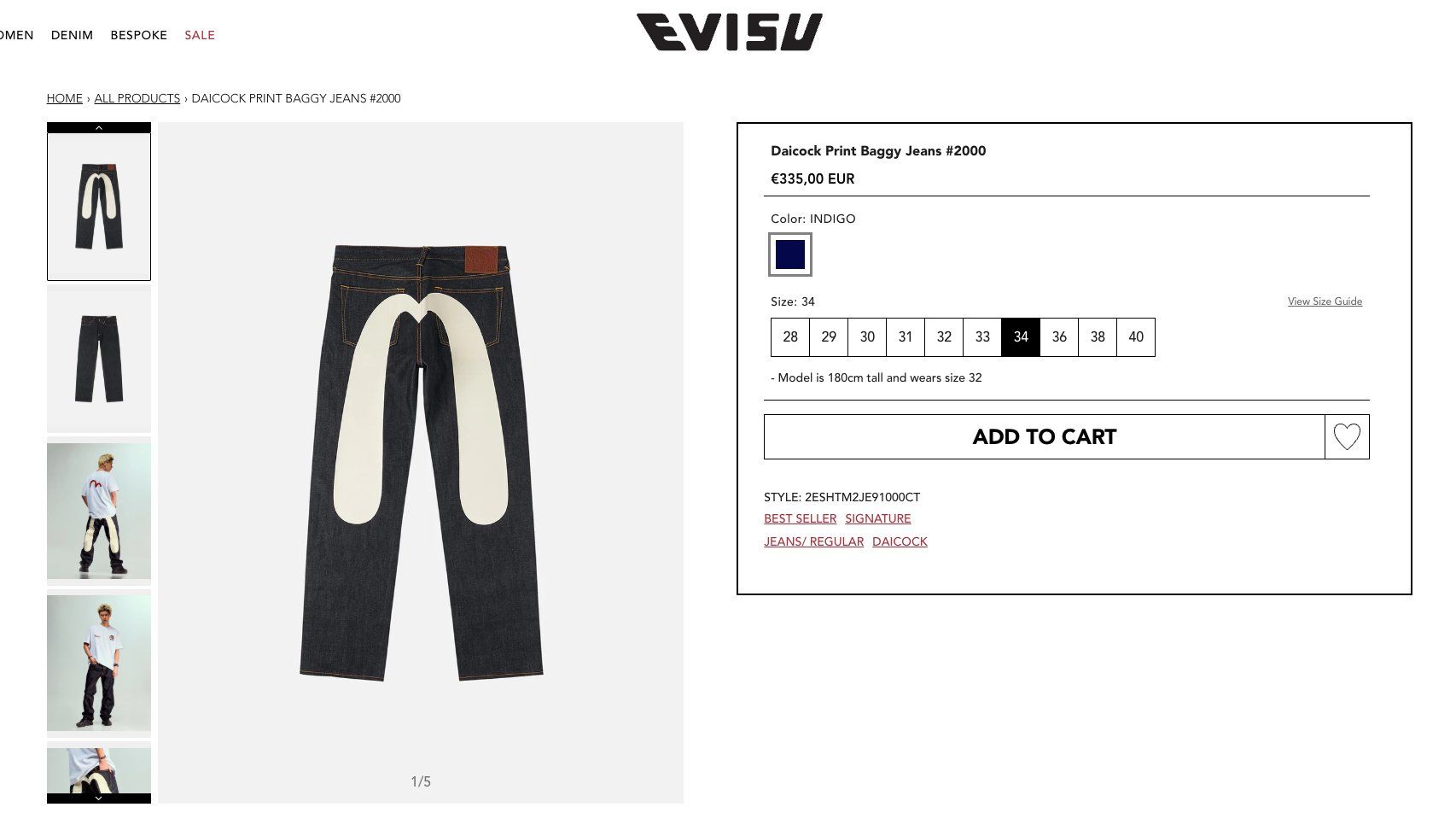 Evisu Jeans: EVISU - Daicock Print Baggy Jeans #2000 – Usato da Horgen venduto da elo_p69z