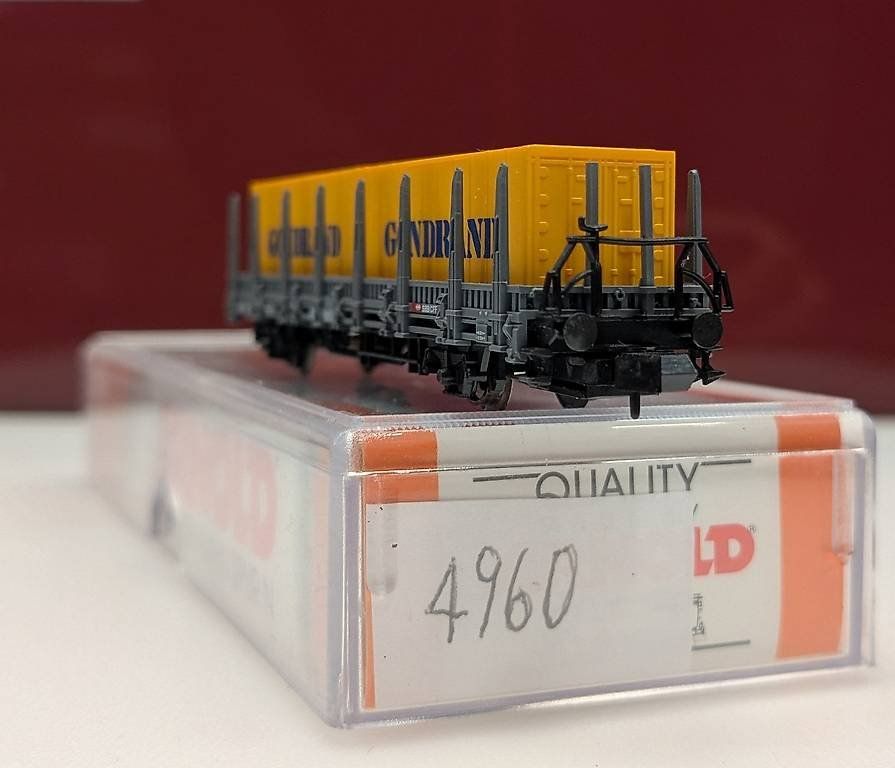 Arnold Modellini di ferrovie: Spur N Rungenwagen mit 2 Container "GONDRAND" – Usato da Reinach BL venduto da angus74 2