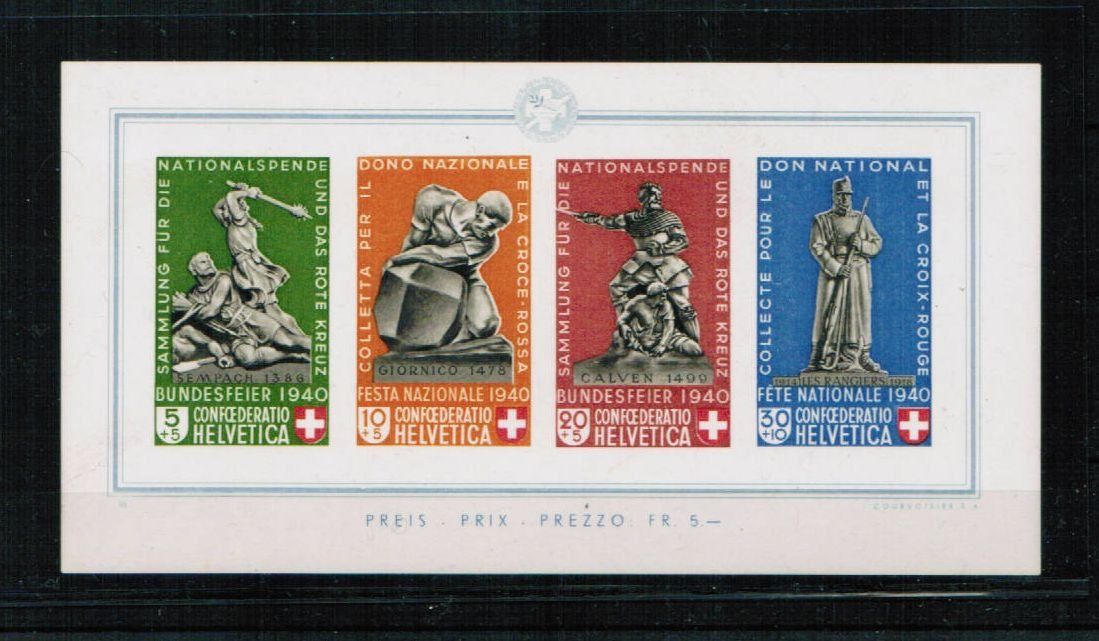Alle Briefmarken: Pro Patria Block 1940 ** postfrisch – Neu (gemäss Beschreibung) aus Bern von peri02